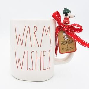 Rae Dunn Peanuts Mug, Warm Wishes Snoopy 16oz Ceramic Coffee Cup